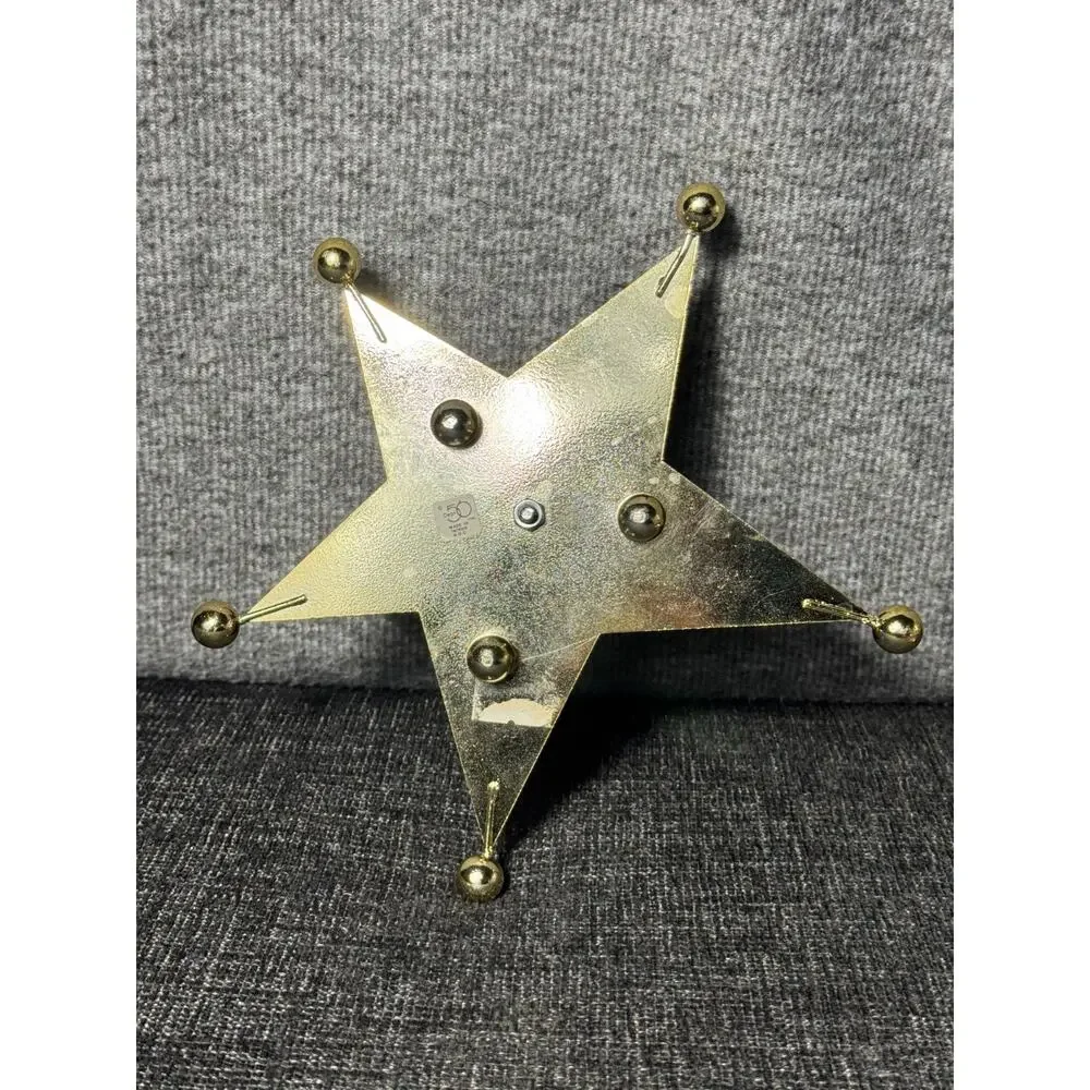 Vintage Dept. 56 Silver & Gold Tone Star Candle Holder With Votive Cup